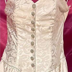 Elegant Cream Brocade vintage wedding dress by bridal originals size 16